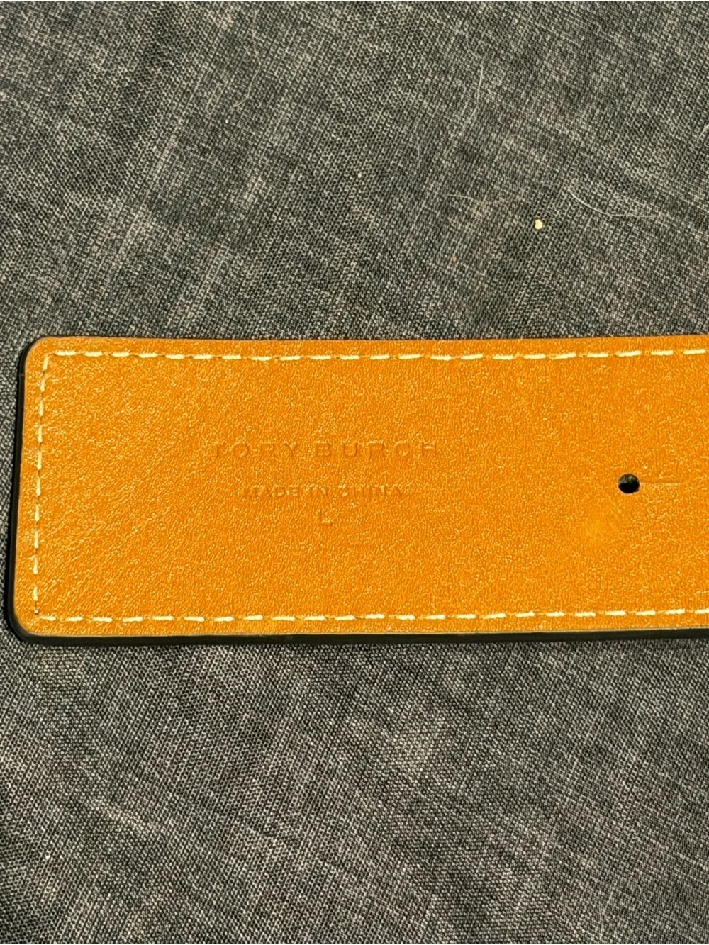 Tory Burch Reversible Leather Belt in Black and Tan with Gold Logo Buckle